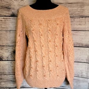 NWT Peach Beaded Sweater